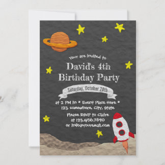Weltraumschiff Weltraumfahrt 4. Geburtstag Einladung