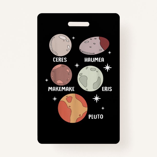 Weltraumsolarsystem Zwergplaneten für Kinder Ausweis (Vorderseite)
