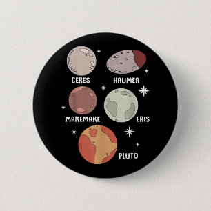Weltraumsolarsystem Zwergplaneten für Kinder Button
