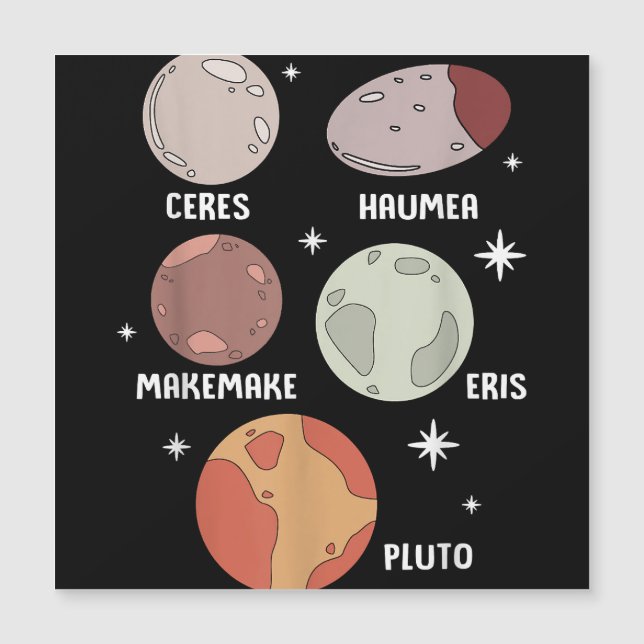 Weltraumsolarsystem Zwergplaneten für Kinder Magnetkarte (Vorderseite)