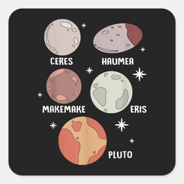 Weltraumsolarsystem Zwergplaneten für Kinder Quadratischer Aufkleber (Vorderseite)