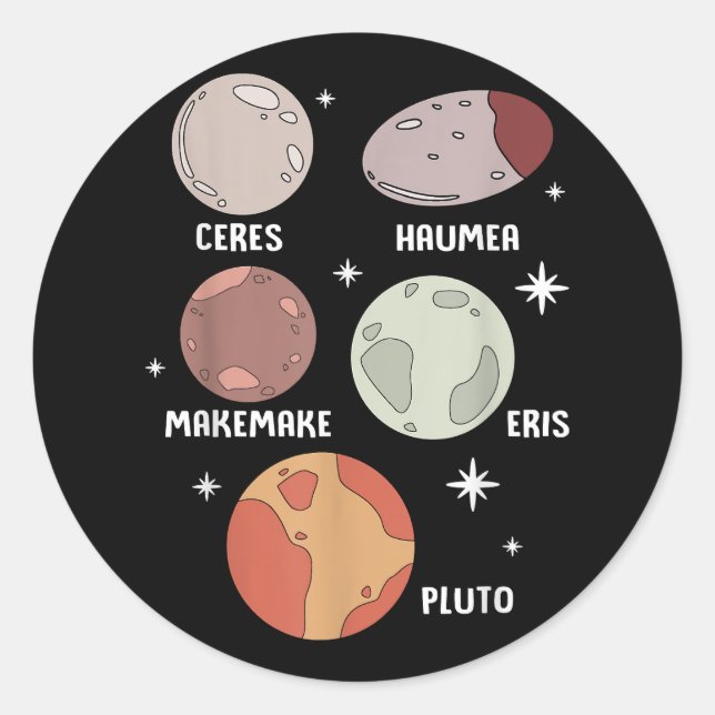 Weltraumsolarsystem Zwergplaneten für Kinder Runder Aufkleber (Vorderseite)