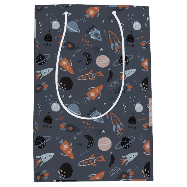 Weltraumstart Mittlere Geschenktüte (Vorderseite)