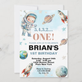 Weltraumtag zum ersten Geburtstag Einladung