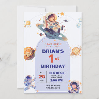 Weltraumtag zum ersten Geburtstag Einladung