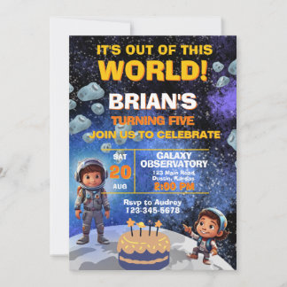 Weltraumtag zum ersten Geburtstag Einladung