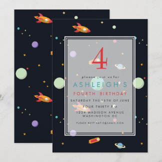 Weltraumthema | Kinder Geburtstagsparty Einladung
