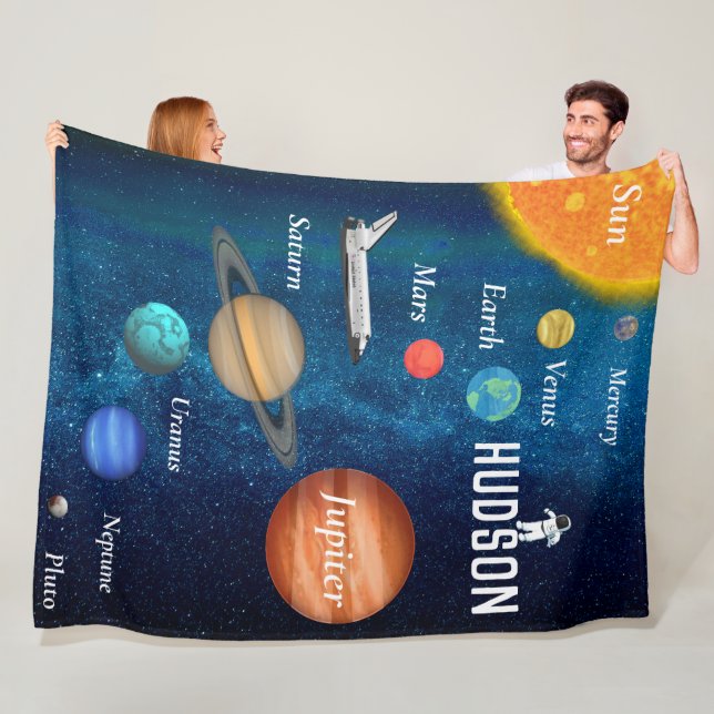 Weltraumthema Solaranlage Boys Room Fleecedecke (Beispiel)
