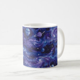 Weltraumthematisches Muster mit Sternen und Planet Kaffeetasse