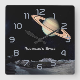 Weltraumthemen-Hausdekoration personalisiert Quadratische Wanduhr