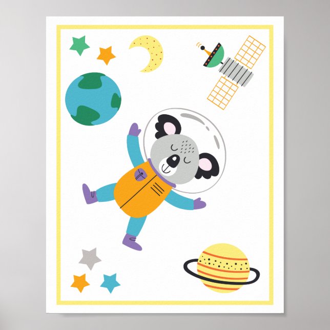 Weltraumtiere Art Print Koala Poster (Vorne)