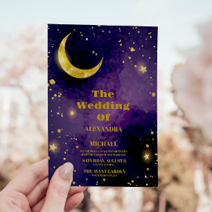 Weltraumuniversum Lila Galaxie-Hochzeit Einladung