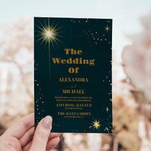 Weltraumuniversum Smaragdgrüne Galaxie Hochzeit Einladung