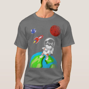Weltraumwald-Tier-Raketenastronauten Raccoon T-Shirt