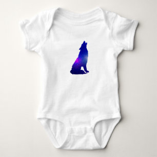 Weltraumwolf-Hobeln - Wählen Sie die Hintergrundf Baby Strampler