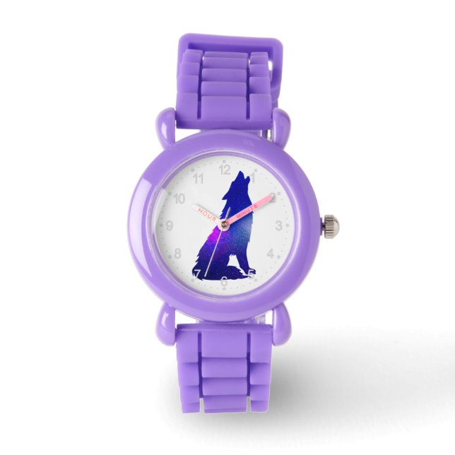 Weltraumwolf-Hobling - Wählen Sie die Hintergrundf Armbanduhr (Vorderseite)