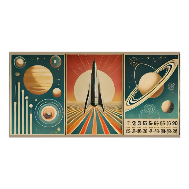Weltraumzeitalter Art Space Time Kalender Poster (Vorderseite)