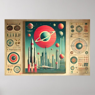 Weltraumzeitalter Interplanetare Koordinaten Außer Poster