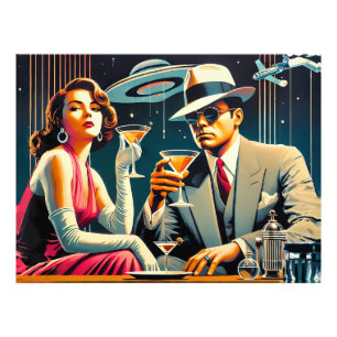 Weltraumzeitalter Las Vegas Gangster Martini Party Fotodruck