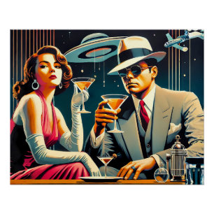 Weltraumzeitalter Las Vegas Gangster Martini Party Poster
