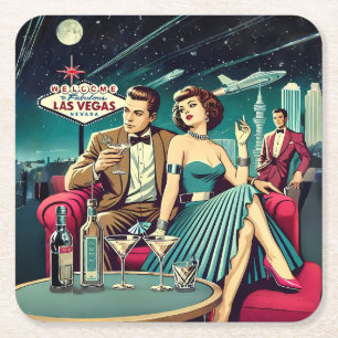 Weltraumzeitalter Las Vegas Martini-Party Rechteckiger Pappuntersetzer