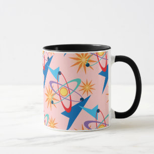 Weltraumzeitalter-Retro mehrfarbiges Muster Tasse