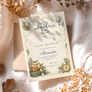 Weltreise Lass das Abenteuer beginnen Baby Shower Einladung