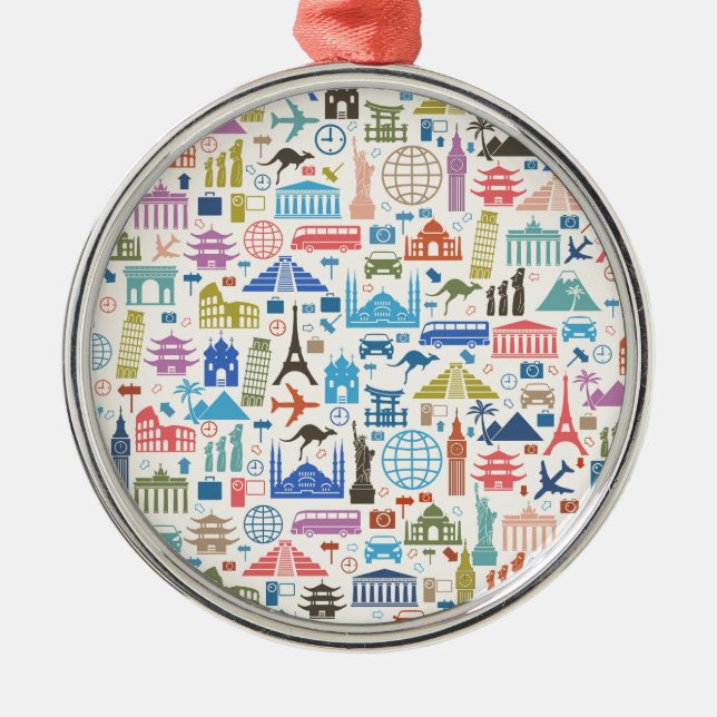 Weltreise Silbernes Ornament (Vorne)