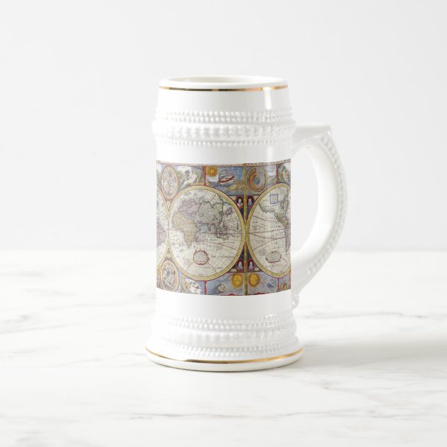 Weltreisend-Vintage Karte Bierglas (VorderseiteRechts)