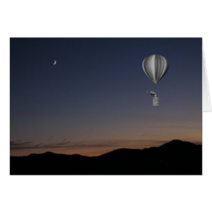 Weltreisende. Heißluftballon, Sonnenuntergang und