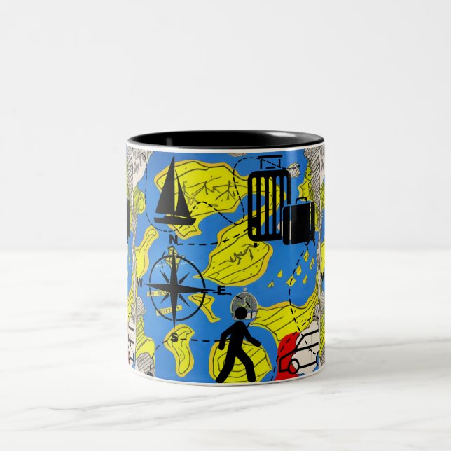 Weltreisende Zweifarbige Tasse (Mittel)