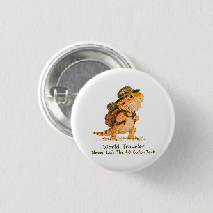 Weltreisender Bartagamen-Kunst Button
