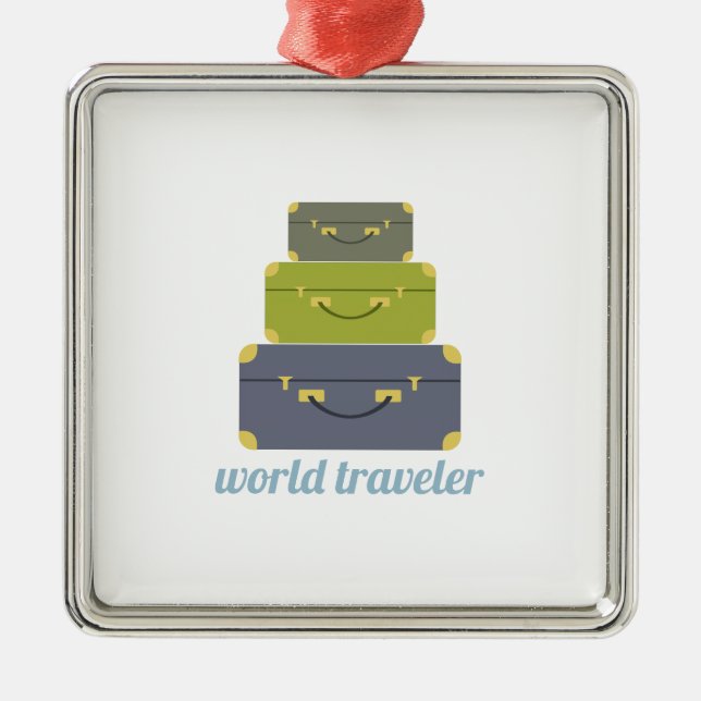 Weltreisender Silbernes Ornament (Vorne)