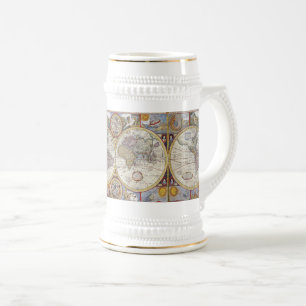 Weltreisender Vintage-Karte Bierglas