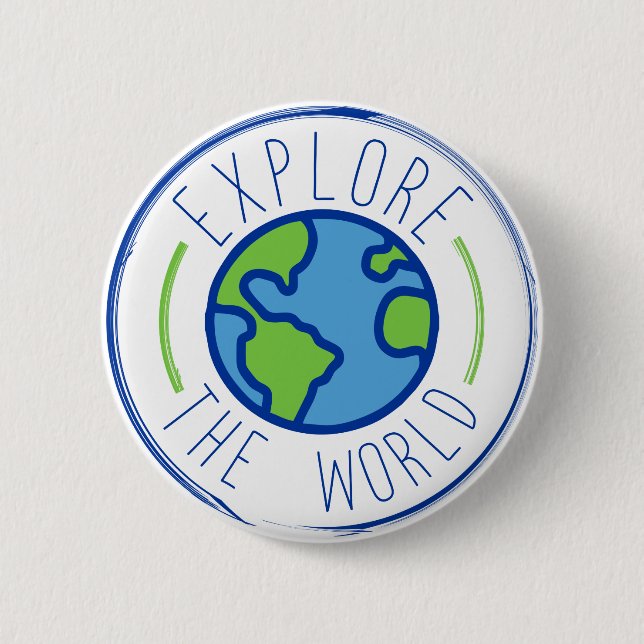 Weltreisetikett erkunden button (Vorderseite)