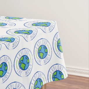 Weltreisetikett erkunden tischdecke