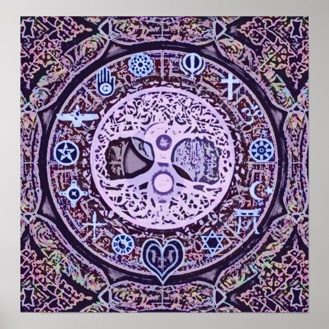 Weltreligionsbaum des Friedens Poster (Vorne)