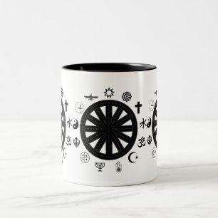 Weltreligiöse Symbole Kunst Zweifarbige Tasse