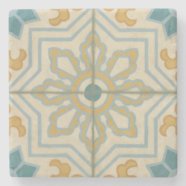 Welts-dekoratives Fliesen-Muster Steinuntersetzer (Vorderseite)