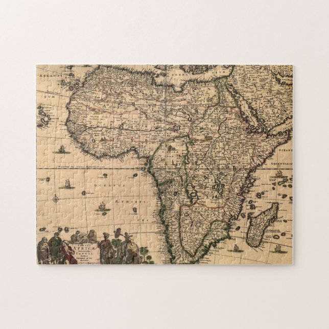 Welts-Karte 1688 des Puzzle-Spiels Afrikas (Horizontal)