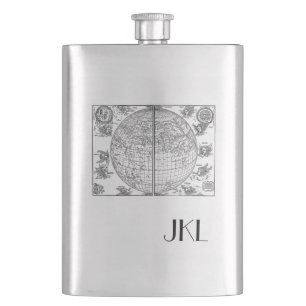Welts-Karte mit Monogramm Flachmann