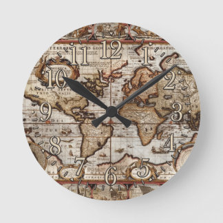 Welts-Karten-Antiken-Geschichtsdesigner-Uhr 1499 Runde Wanduhr