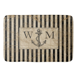 Welts-Karten-Seeanker-Monogramm Badematte