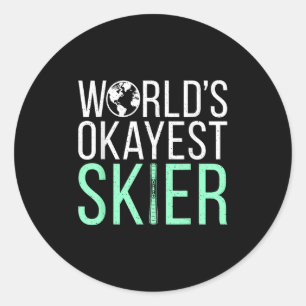 Welts Okayester Skifahrer Schnee Wintersport Skifa Runder Aufkleber