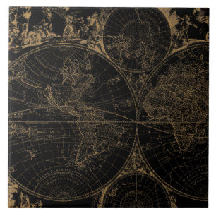 Welts-Reise-Karten-Seeschwarzes Fliese