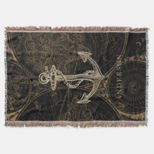 Welts-Seeanker-Monogramm-Schwarzes Decke