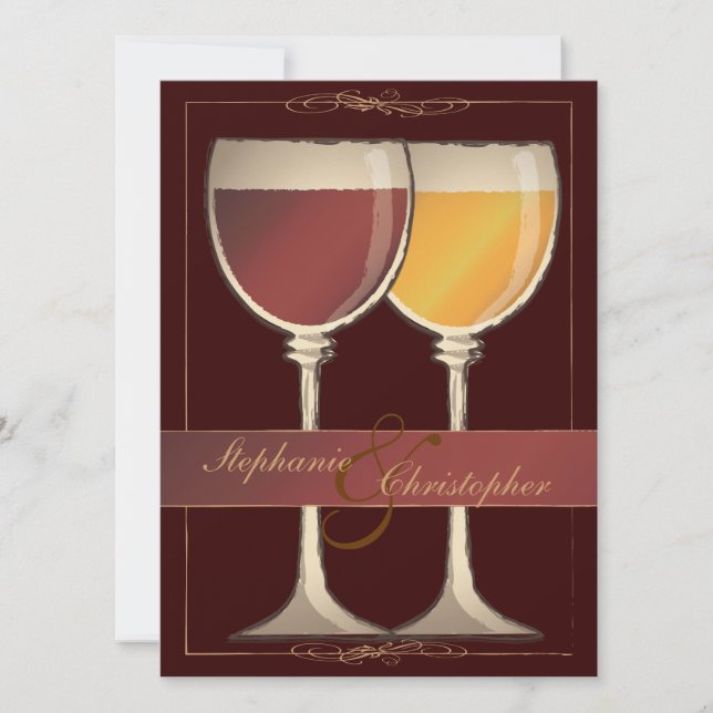 Welts-Weinglas-Weinberg-Weinkellerei-Hochzeit Einladung (Vorderseite)