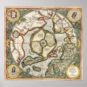 Weltspitze - Karte von 1595 Poster