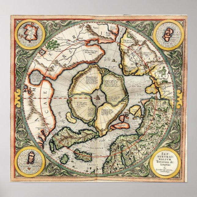 Weltspitze - Karte von 1595 Poster (Vorne)