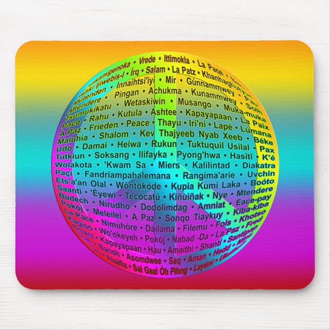 Weltsprache PEACE | linear farbig Mousepad (Vorne)